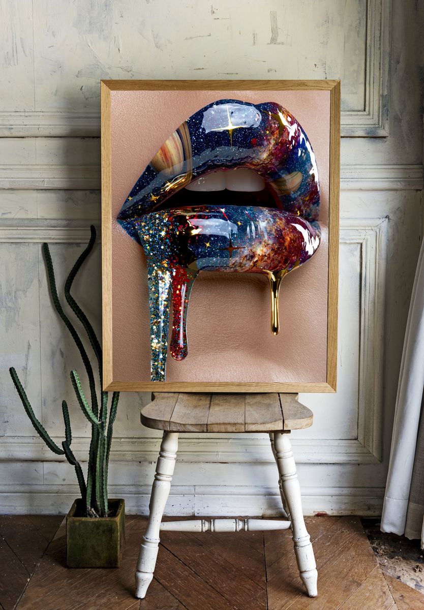 Galaxy Lips Abstract Print. — room view 1