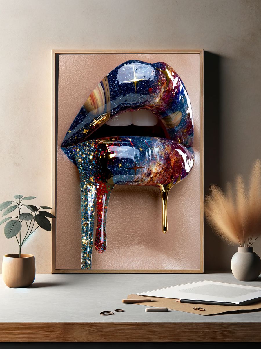 Galaxy Lips Abstract Print. — room view 2