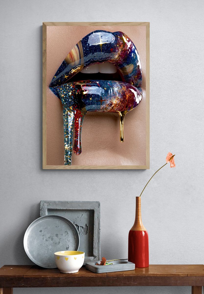 Galaxy Lips Abstract Print. — room view 3