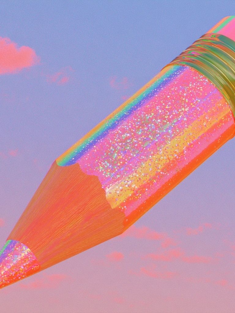 Rainbow Pencil Digital Art Print. poster detail