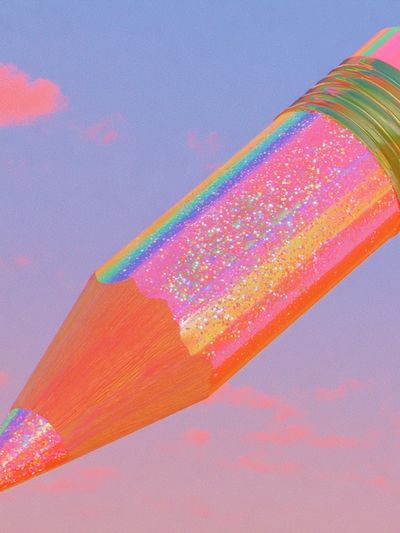 Rainbow Pencil Digital Art Print.