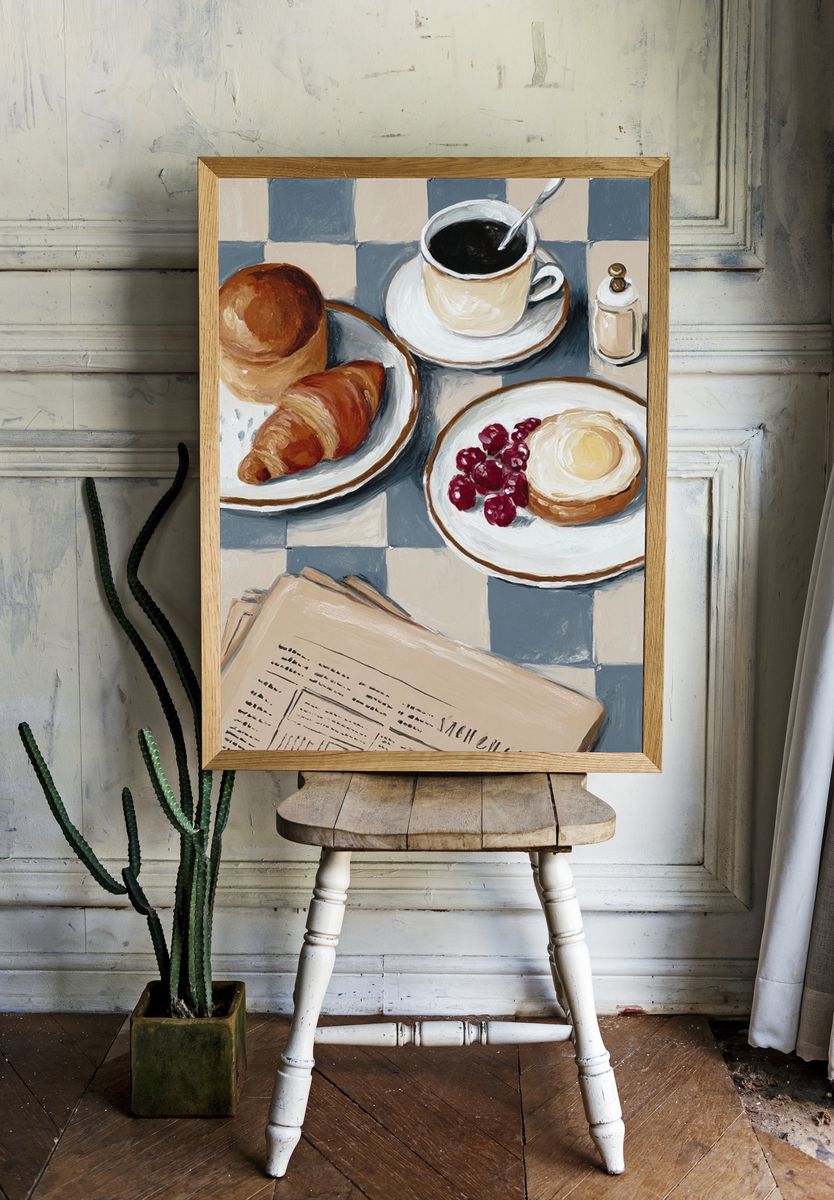 French Breakfast Table Illustration Poster room preview