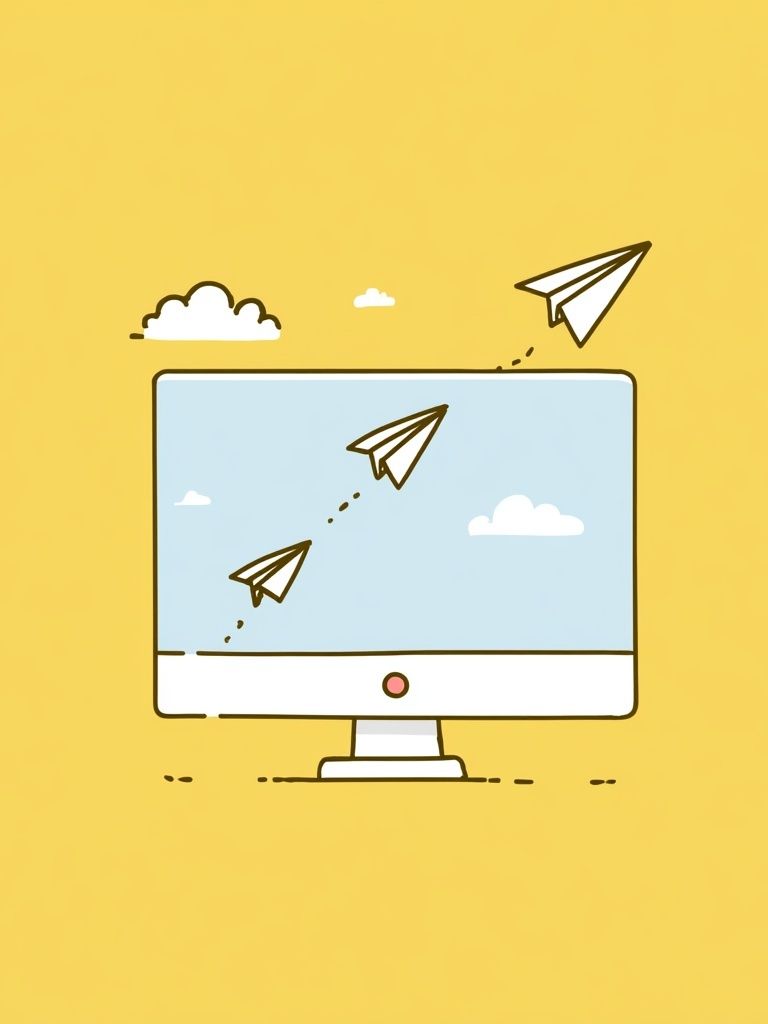 Paper Airplane Monitor Illustration Poster. poster detail