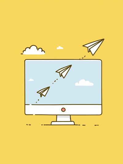 Paper Airplane Monitor Illustration Poster. poster