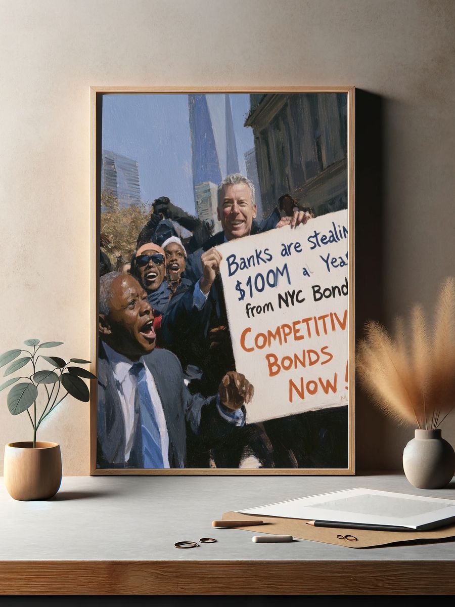 NYC Protest Scene Illustration Poster. — room view 2