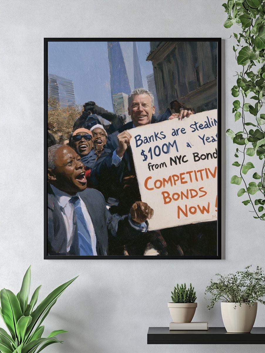 NYC Protest Scene Illustration Poster. — room view 4