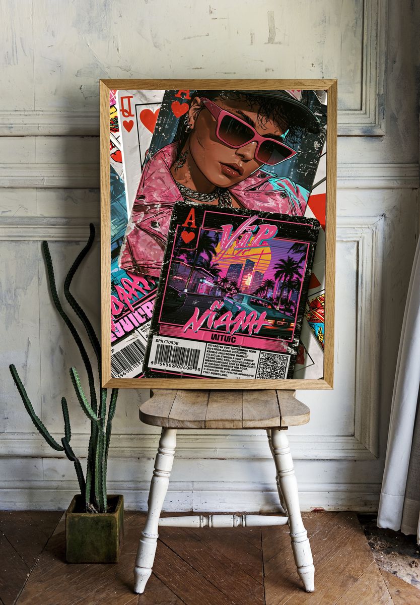 Neon Vibe Portrait Poster. — room view 1