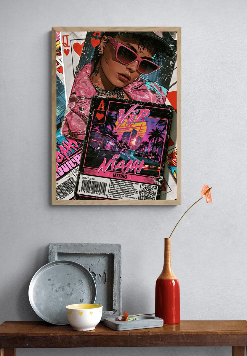 Neon Vibe Portrait Poster. — room view 3