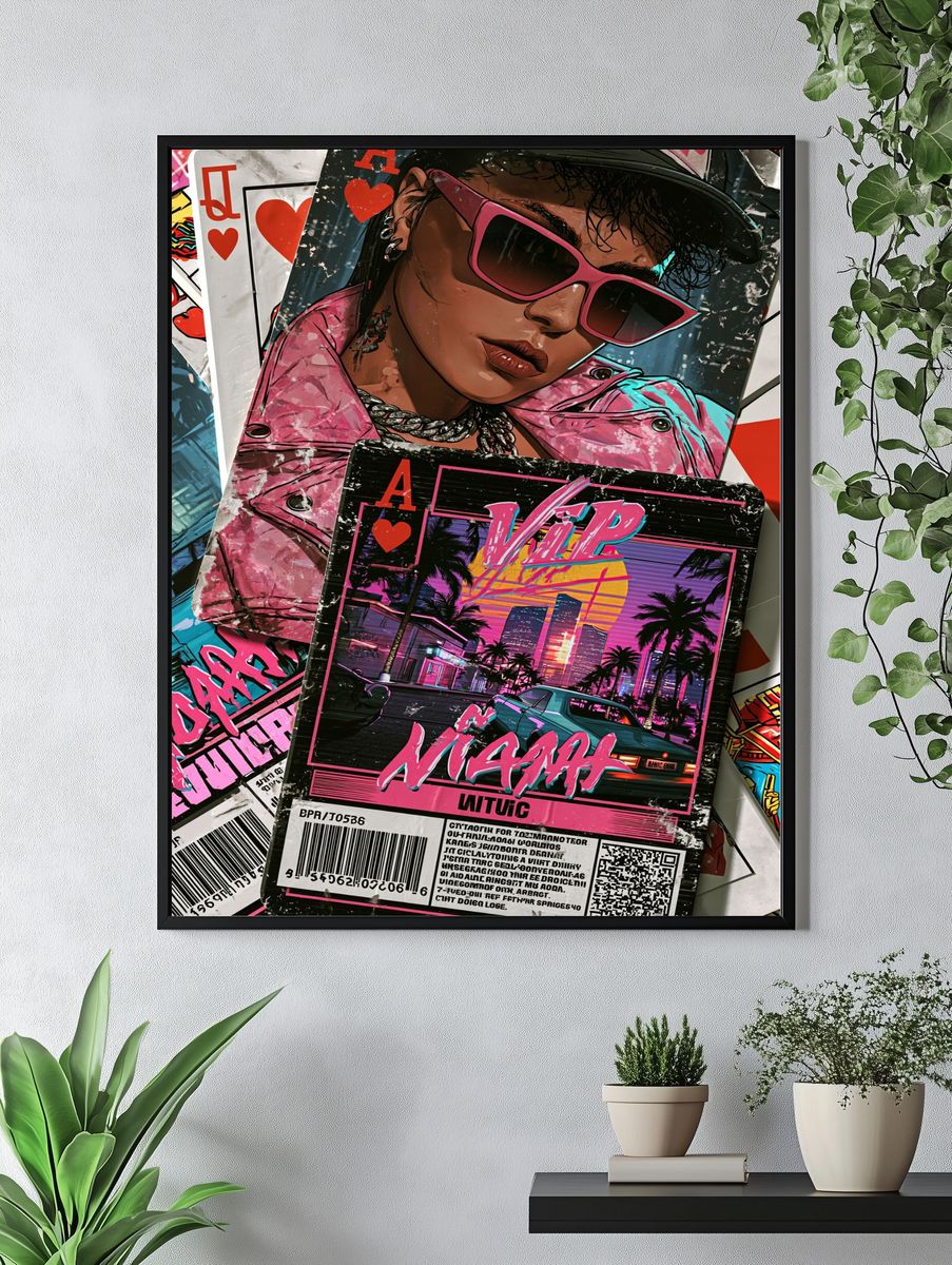 Neon Vibe Portrait Poster. — room view 4