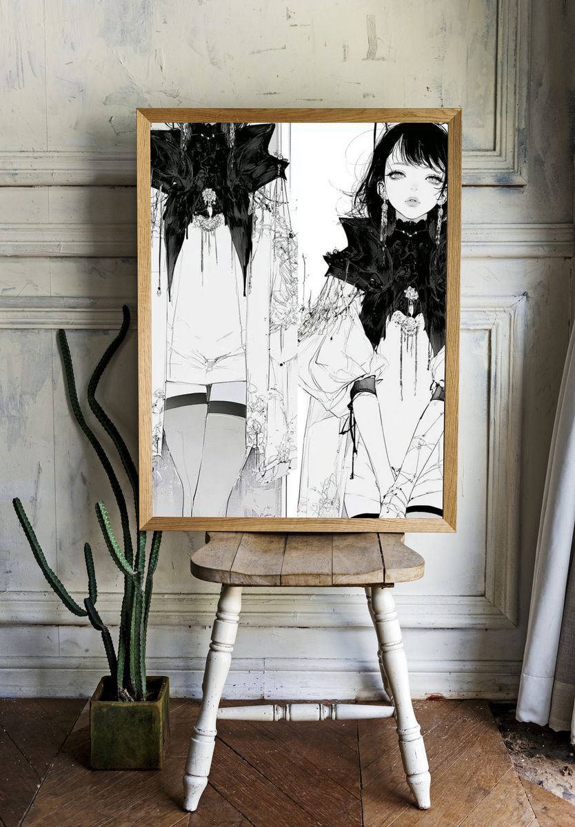 Gothic Fashion Girl Illustration Poster. room preview