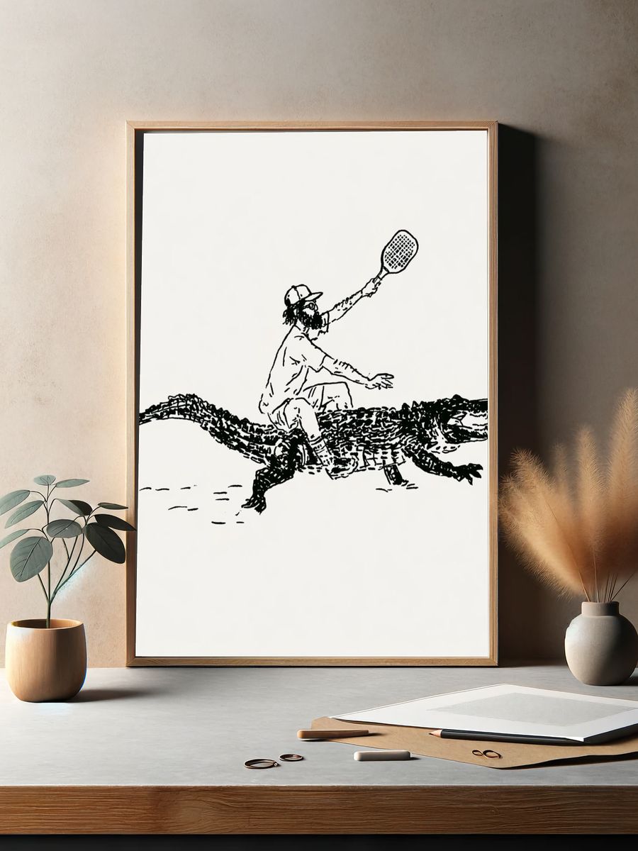 Alligator Rider Illustration Poster. — room view 2