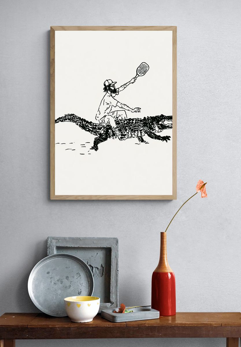 Alligator Rider Illustration Poster. — room view 3