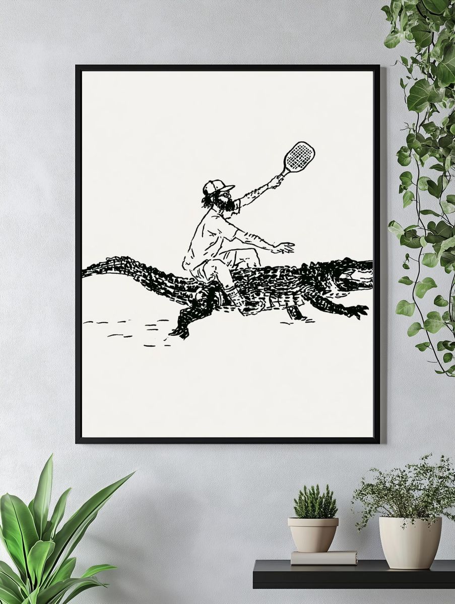 Alligator Rider Illustration Poster. — room view 4
