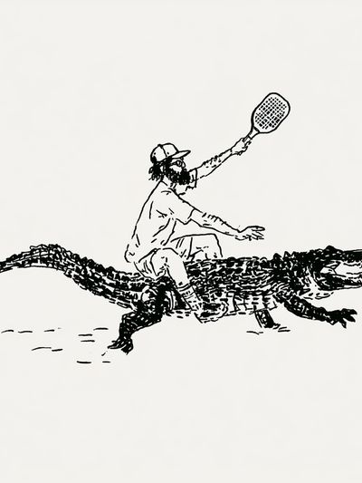 Alligator Rider Illustration Poster. poster
