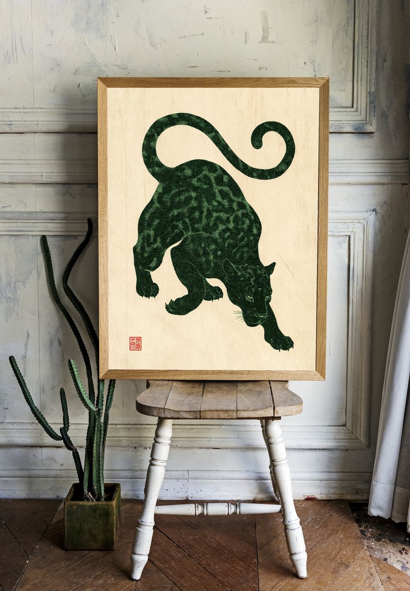 Leaping Panther Illustration Poster. — room view 1