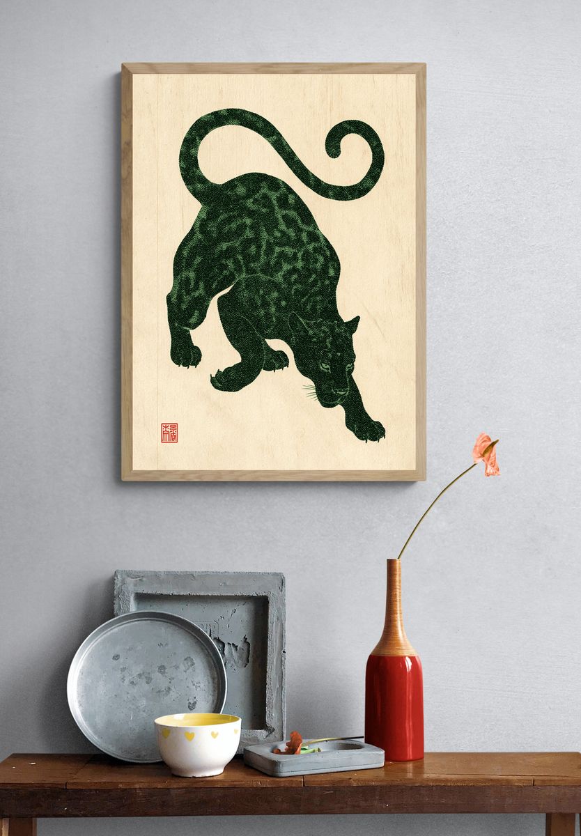 Leaping Panther Illustration Poster. — room view 3