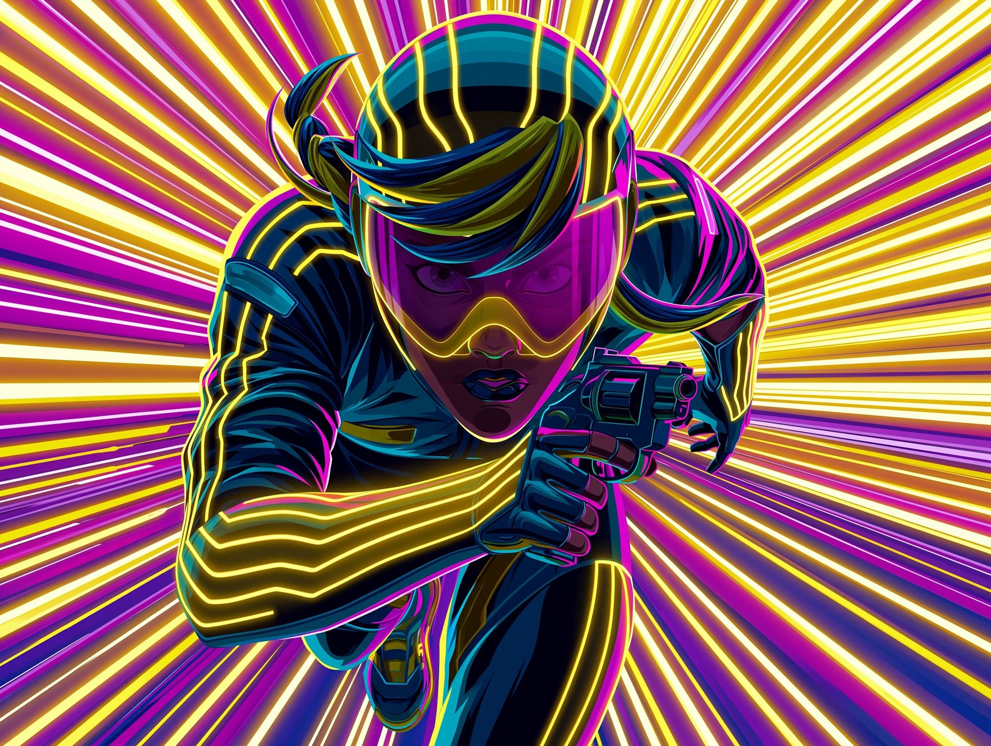 Neon Runner Digital Art Poster. poster — illustration art