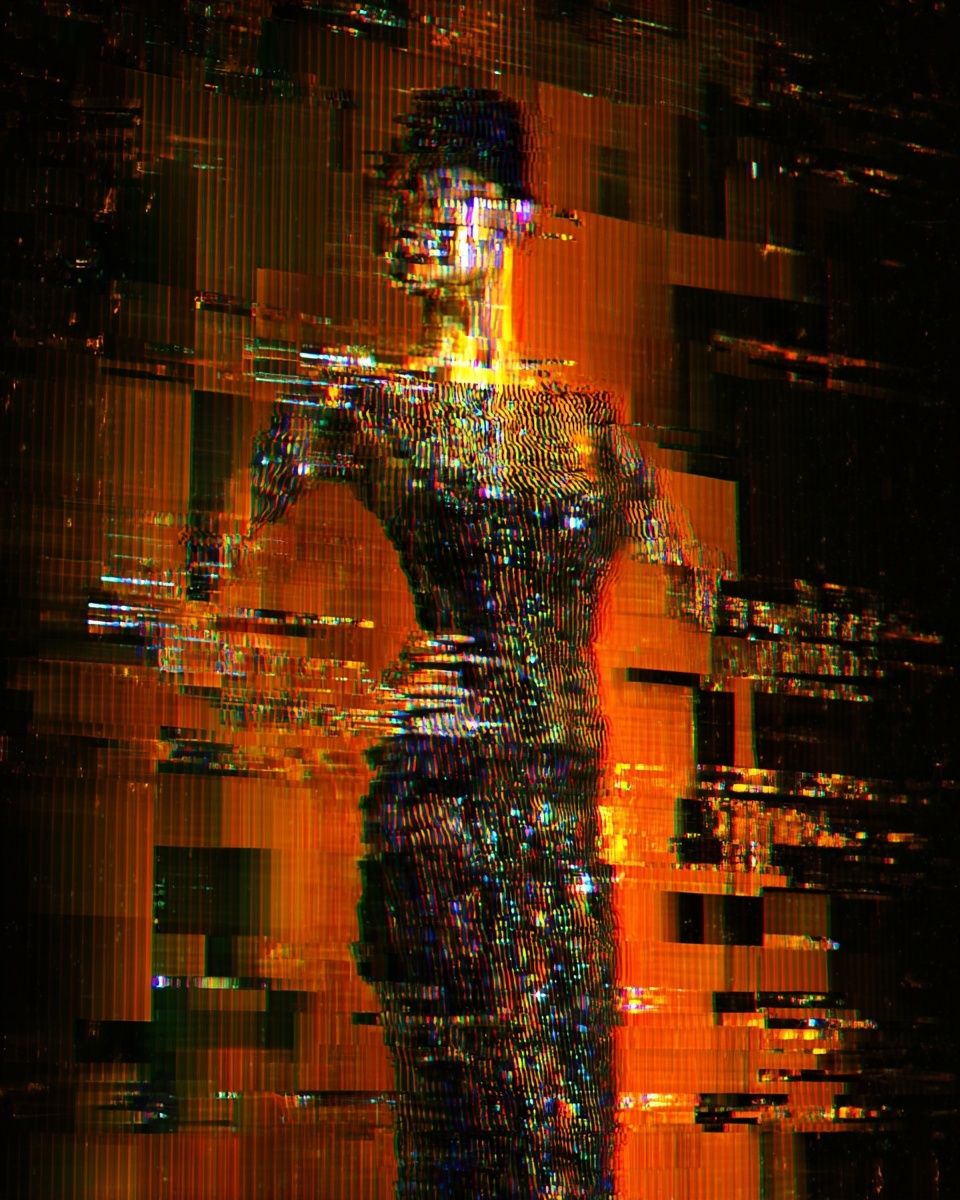 Glitch Femme Portrait Print. poster — illustration art
