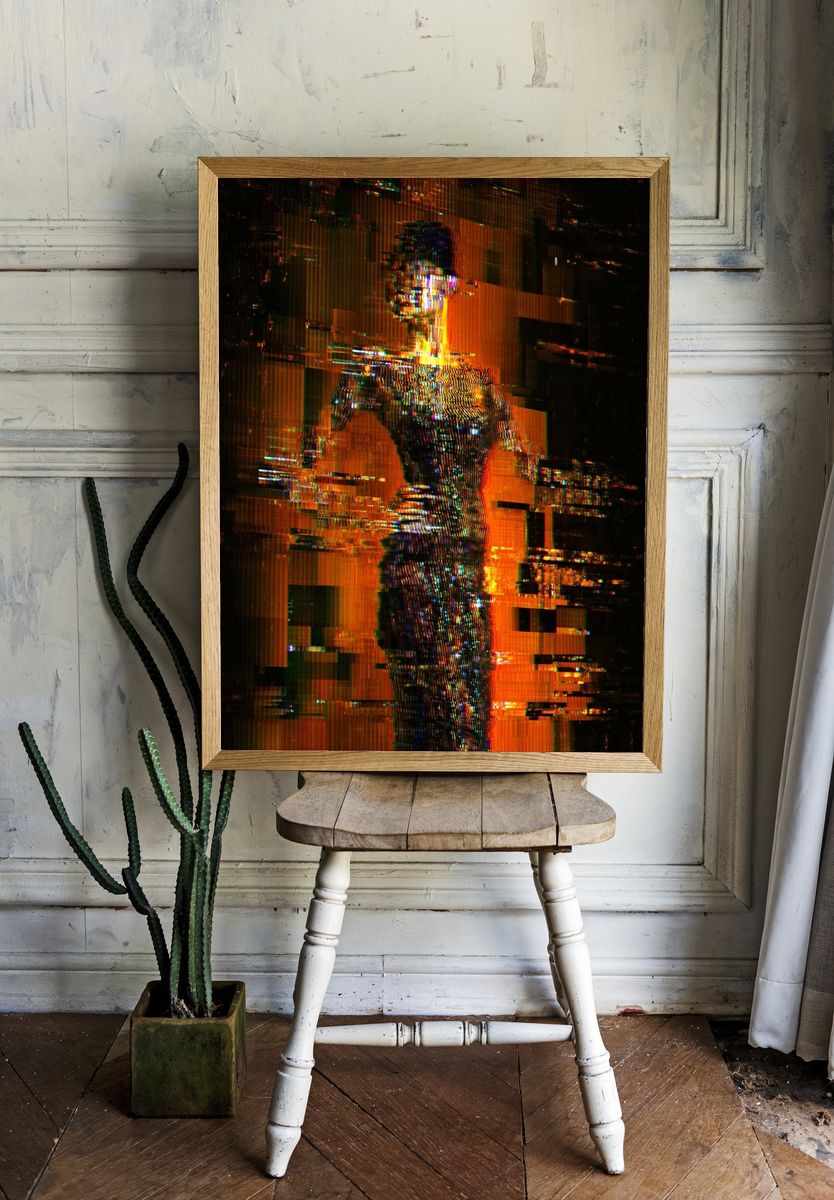 Glitch Femme Portrait Print. room preview