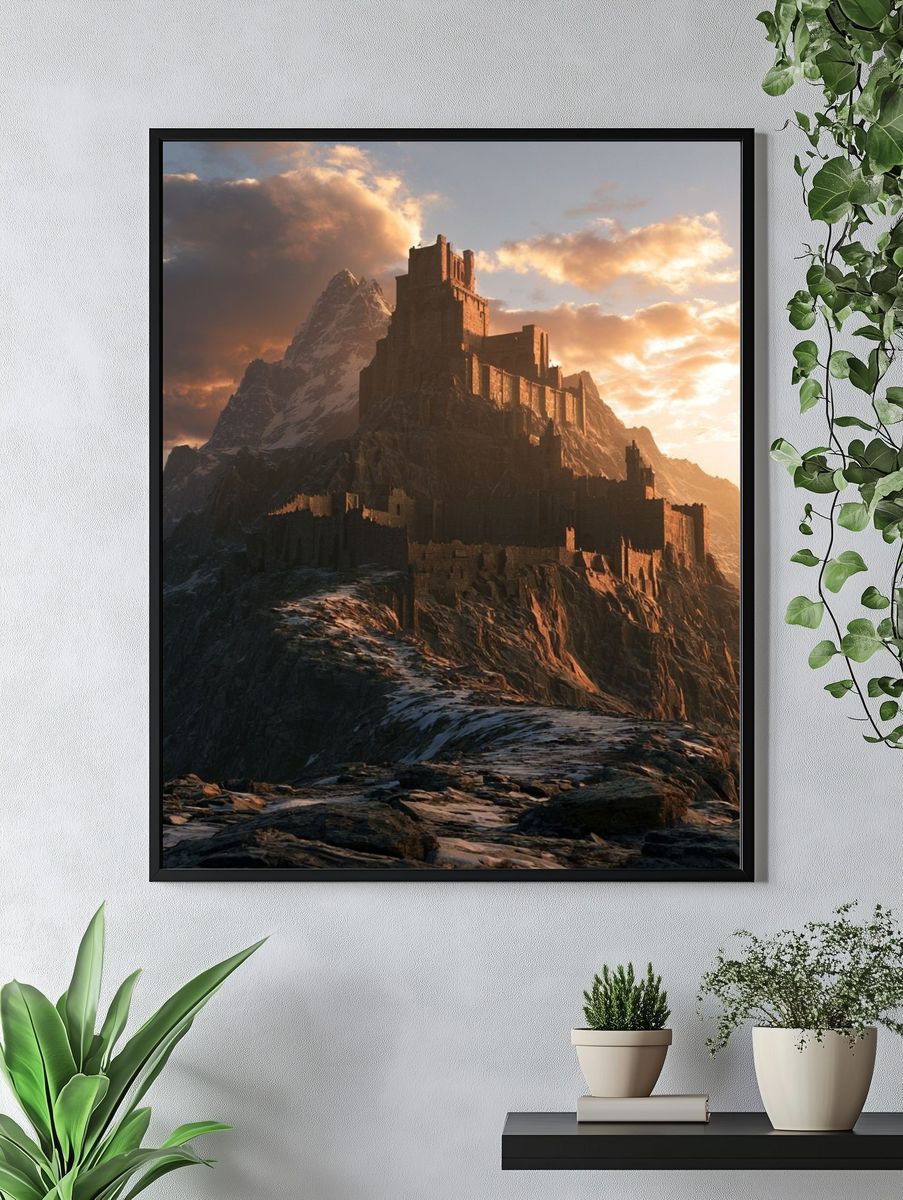 Mountain Fortress Fantasy Print. — room view 4