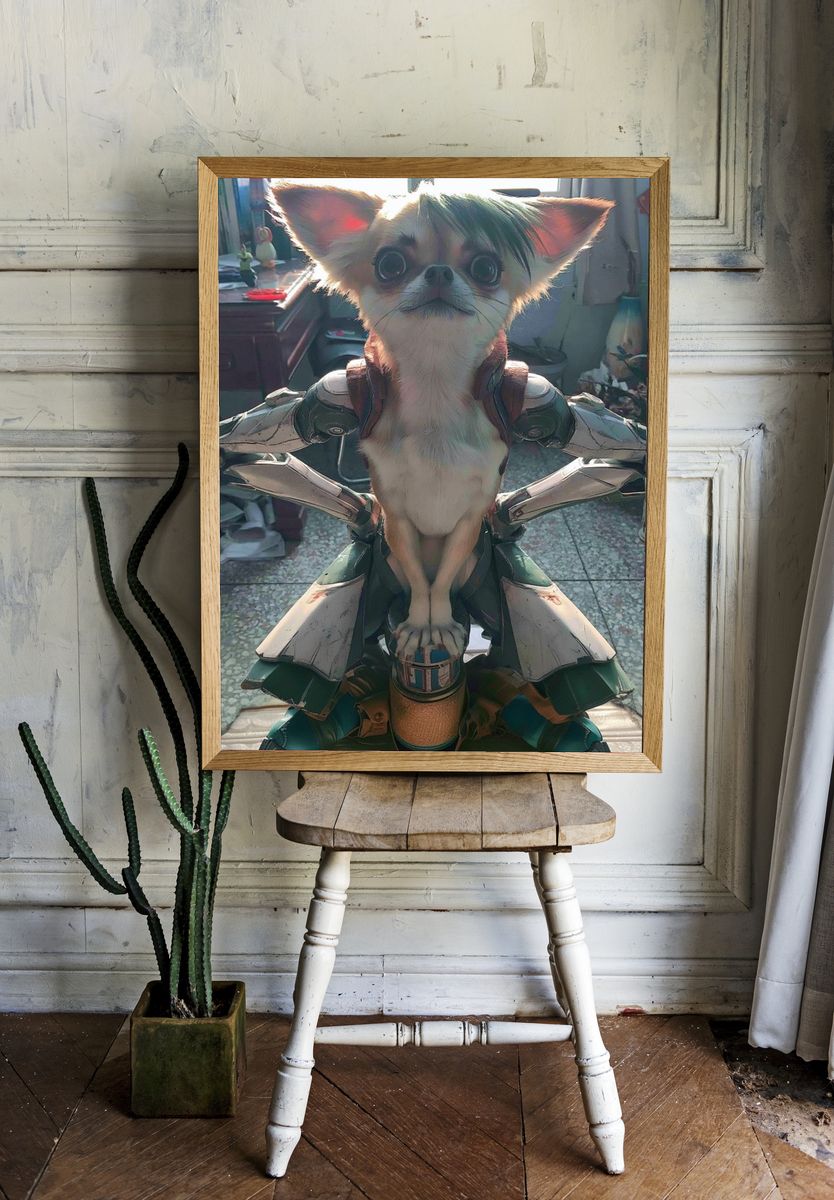 Cyber Chihuahua Portrait Poster. — room view 1