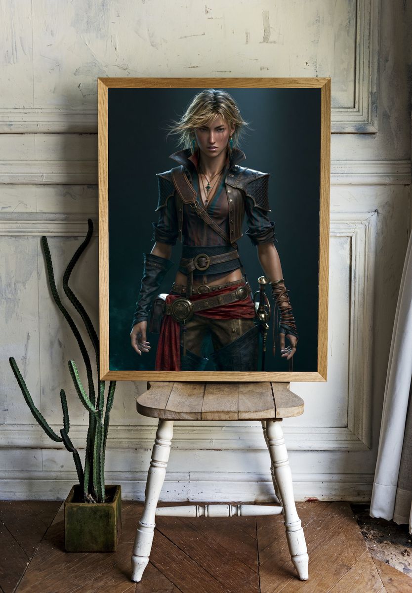 Fantasy Warrior Portrait Print. — room view 1