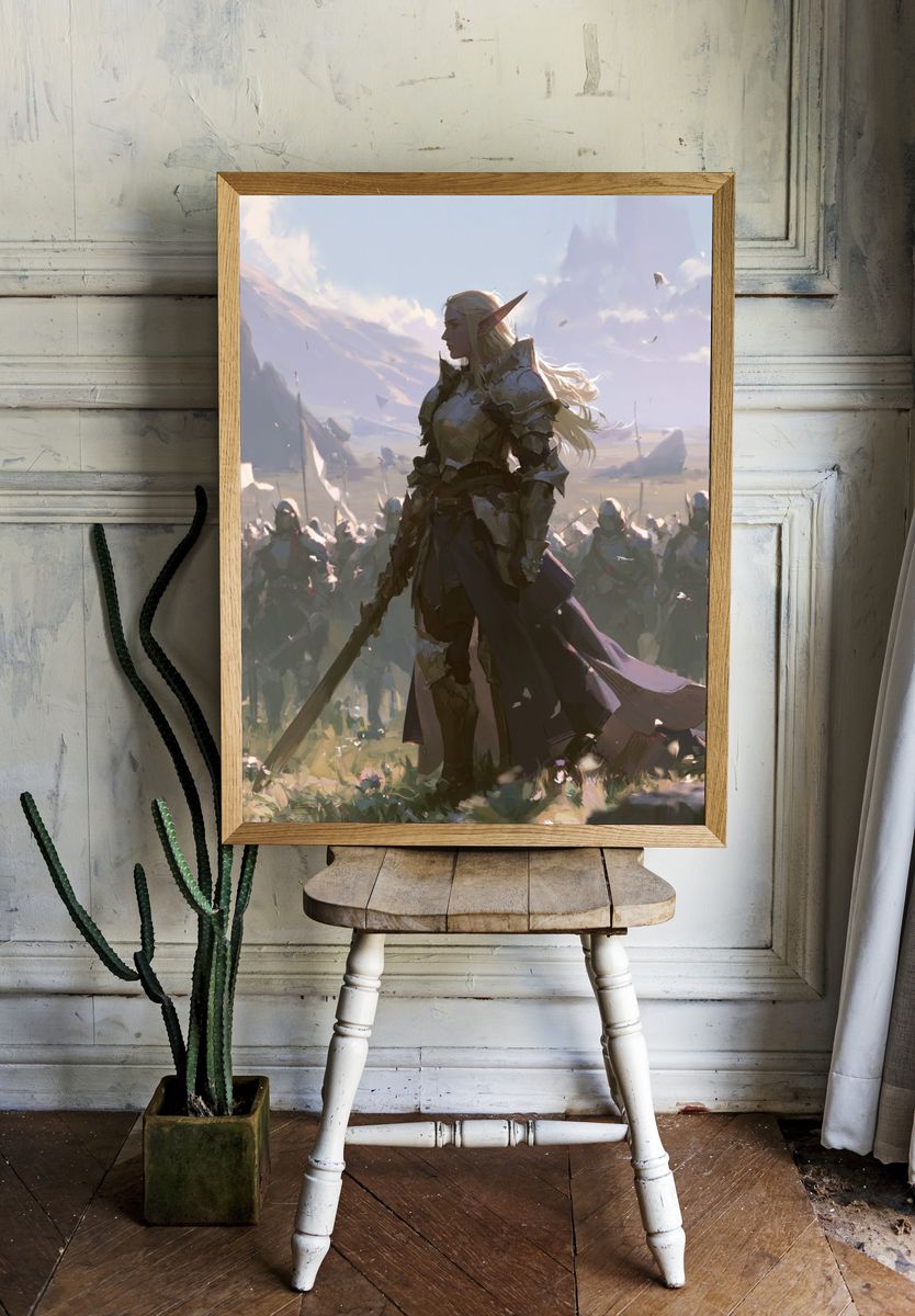 Elf Warrior Fantasy Illustration Poster. — room view 1