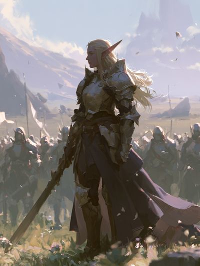 Elf Warrior Fantasy Illustration Poster. poster