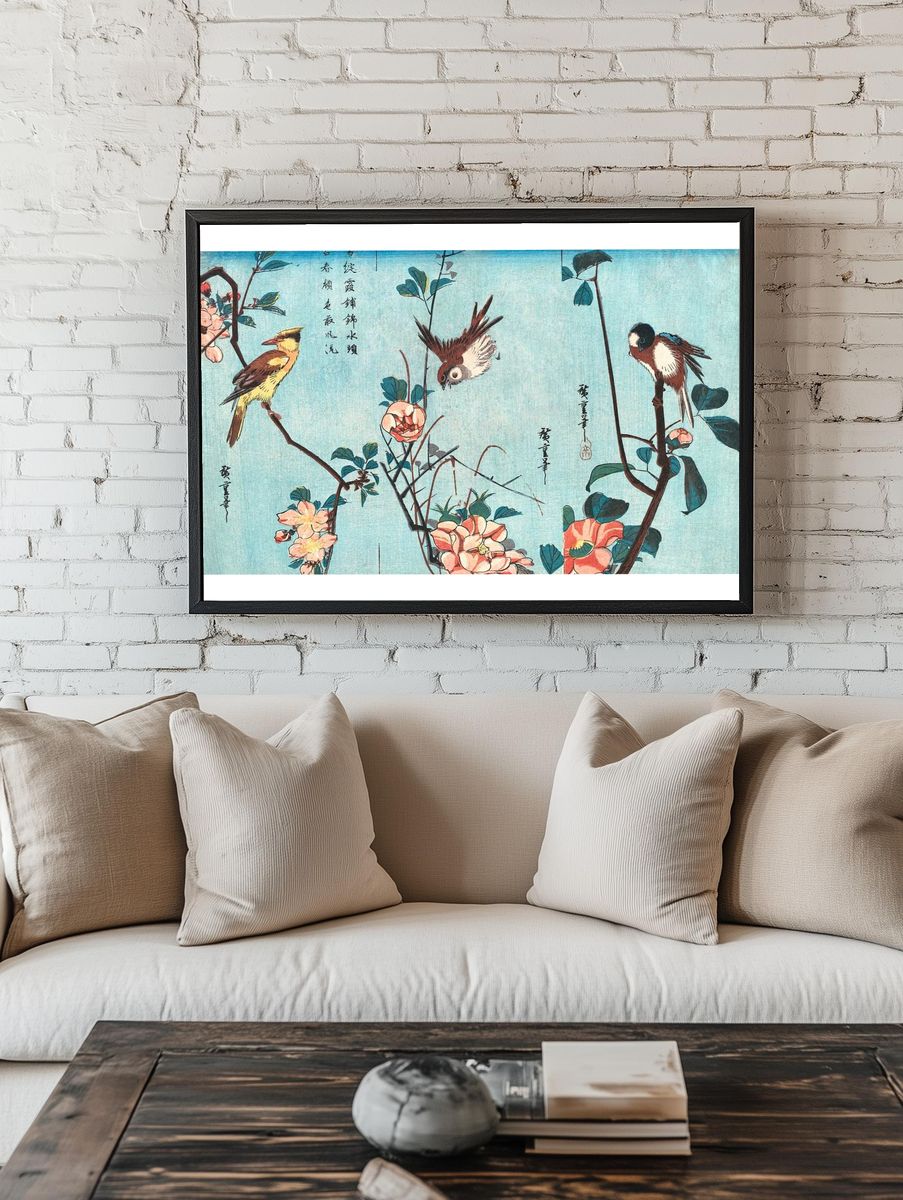Japanese birds flowers (1833) vintage. room preview