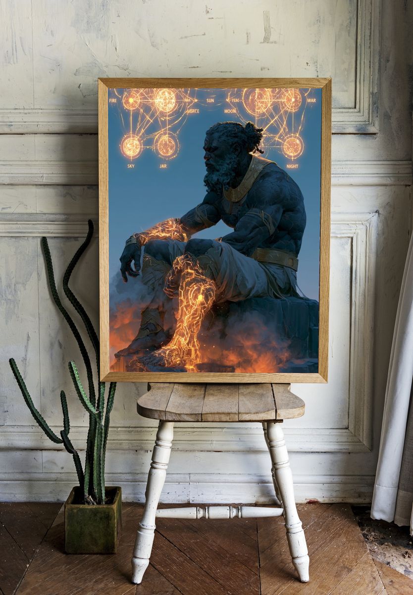 Mythic Titan Digital Art Poster. room preview