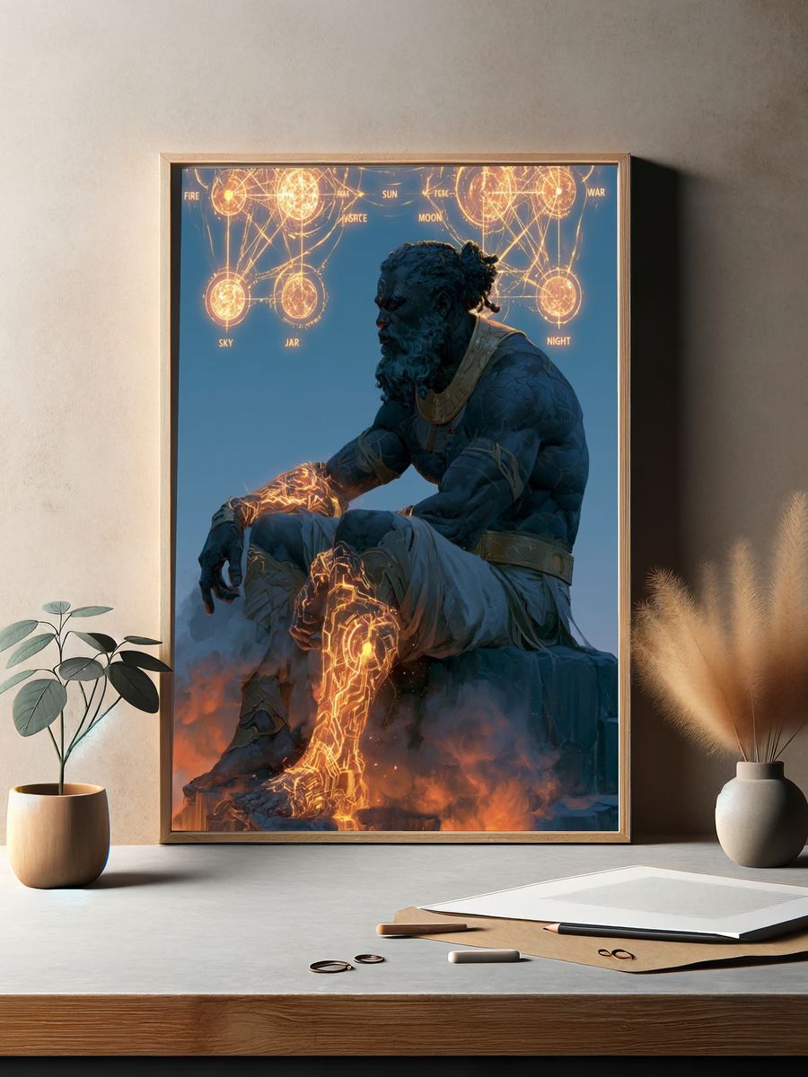 Mythic Titan Digital Art Poster. — room view 2