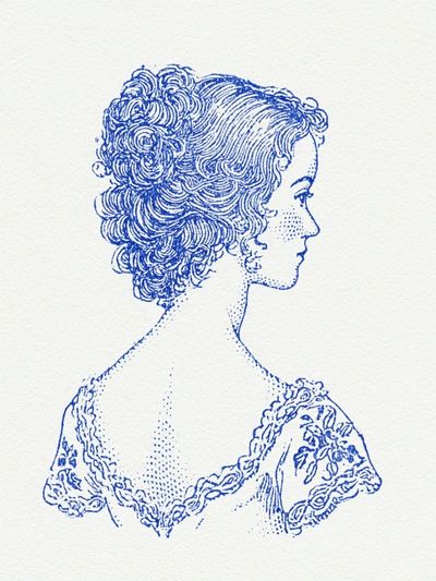 Blue Lady Portrait Illustration Poster. poster
