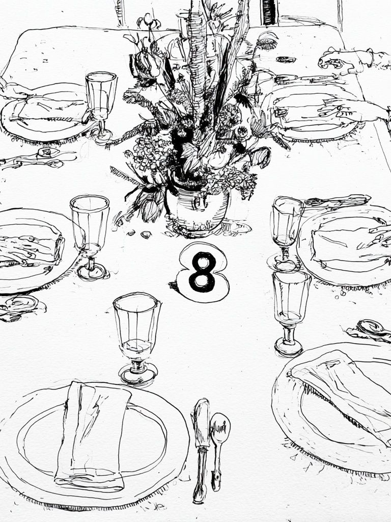 Dinner Table Sketch Poster. poster detail