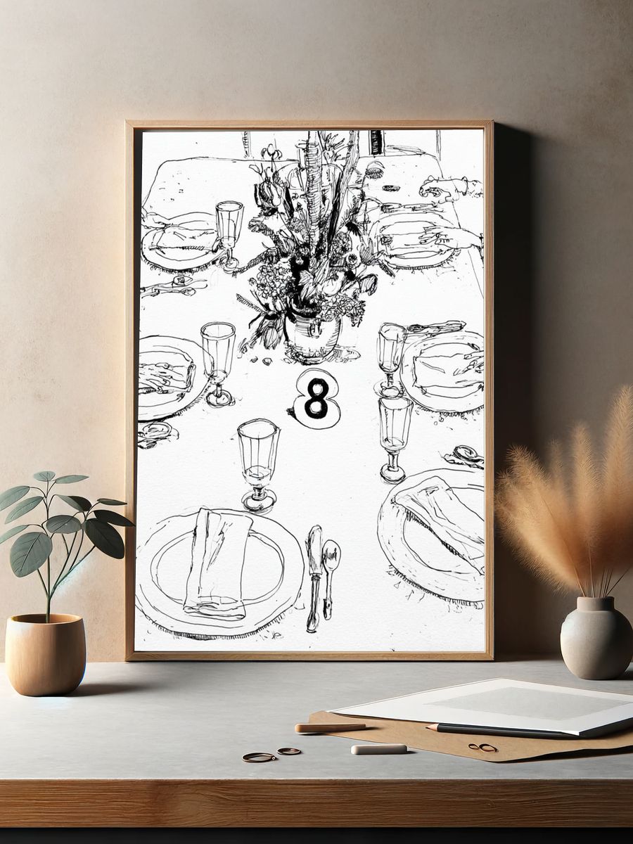 Dinner Table Sketch Poster. — room view 2