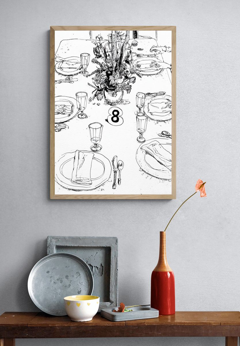 Dinner Table Sketch Poster. — room view 3
