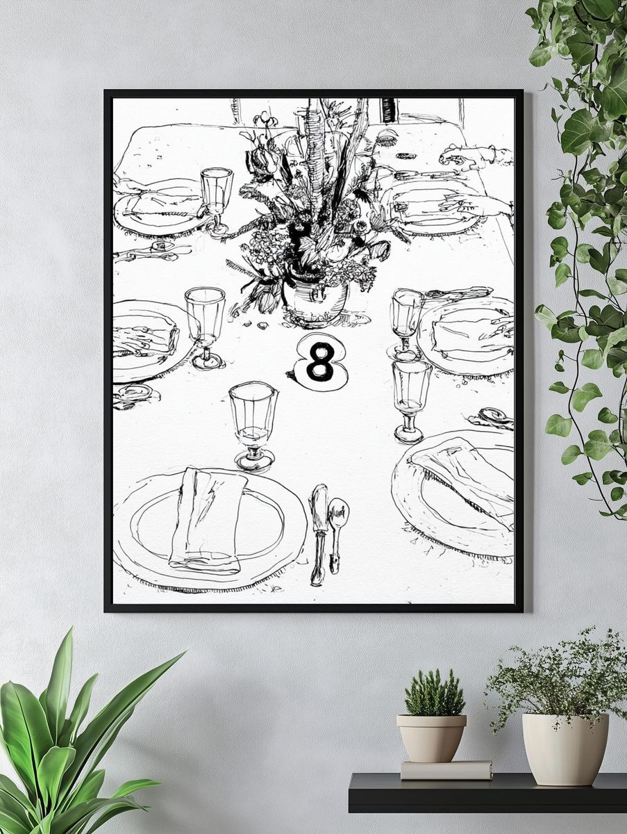 Dinner Table Sketch Poster. — room view 4