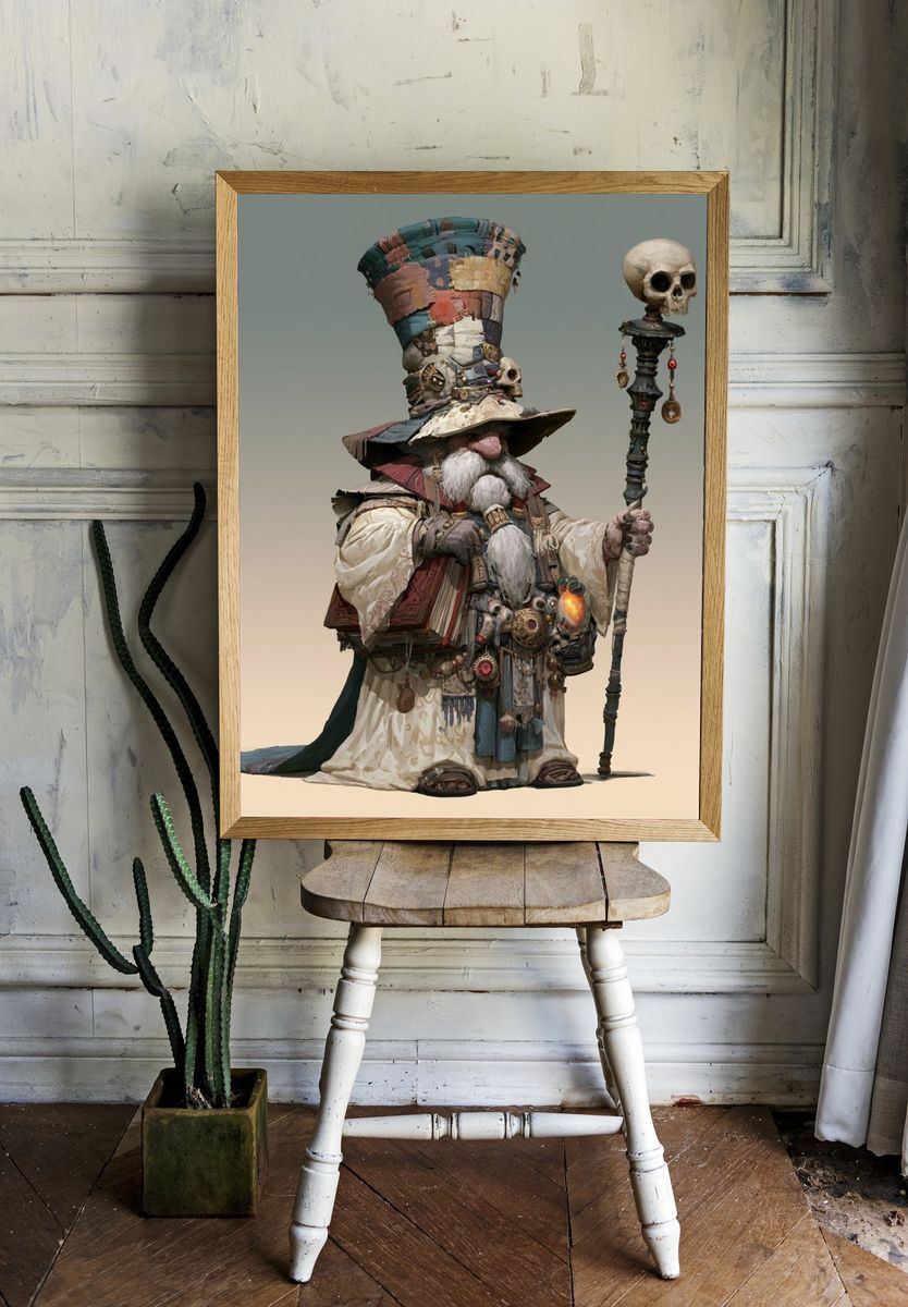 Mystic Skull Wizard Illustration Print. — room view 1