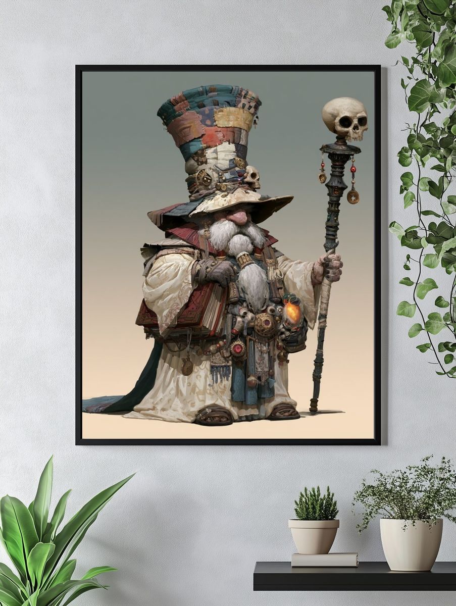 Mystic Skull Wizard Illustration Print. — room view 4