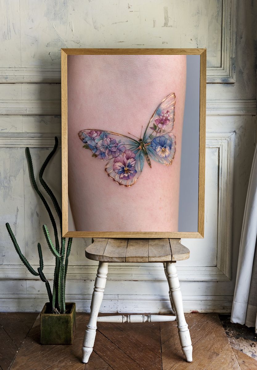 Floral Butterfly Illustration Poster. room preview