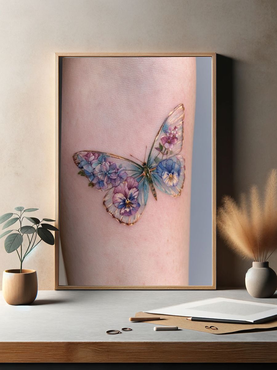 Floral Butterfly Illustration Poster. — room view 2