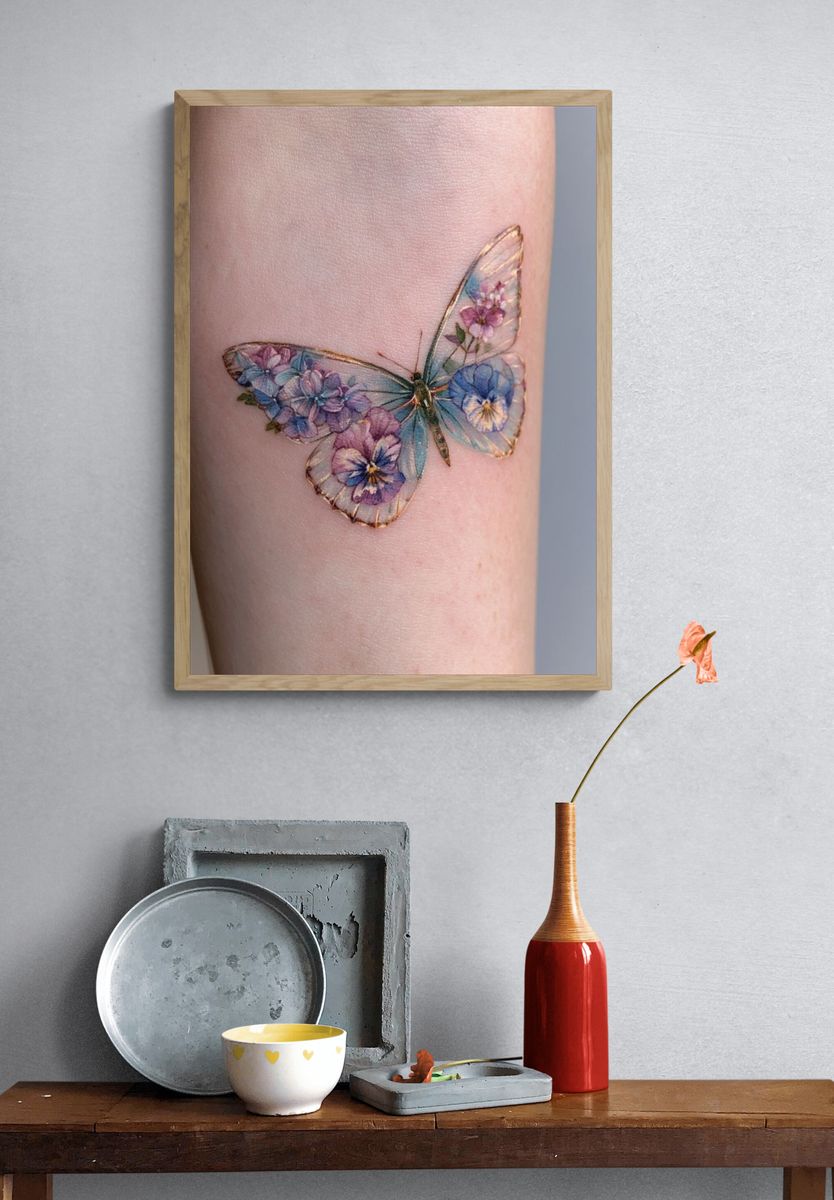 Floral Butterfly Illustration Poster. — room view 3