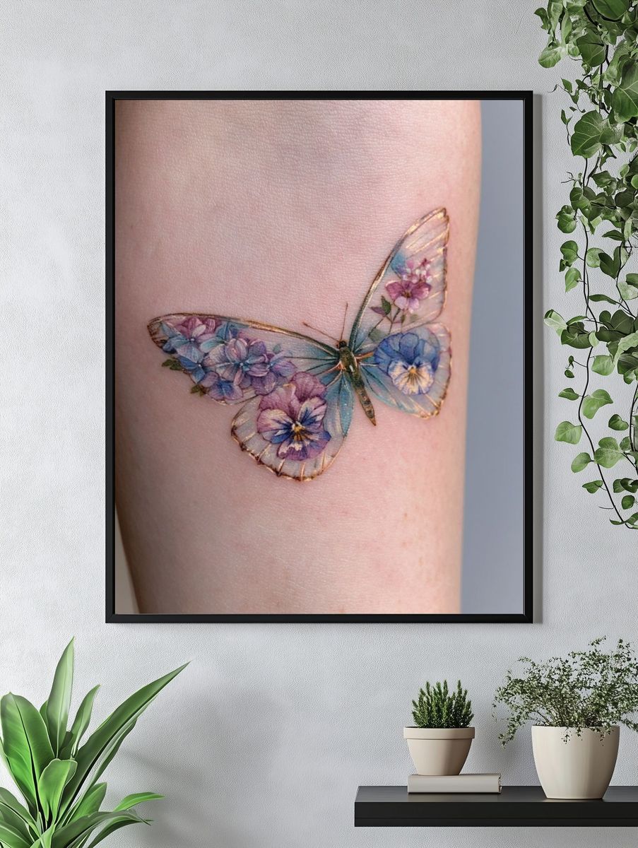 Floral Butterfly Illustration Poster. — room view 4