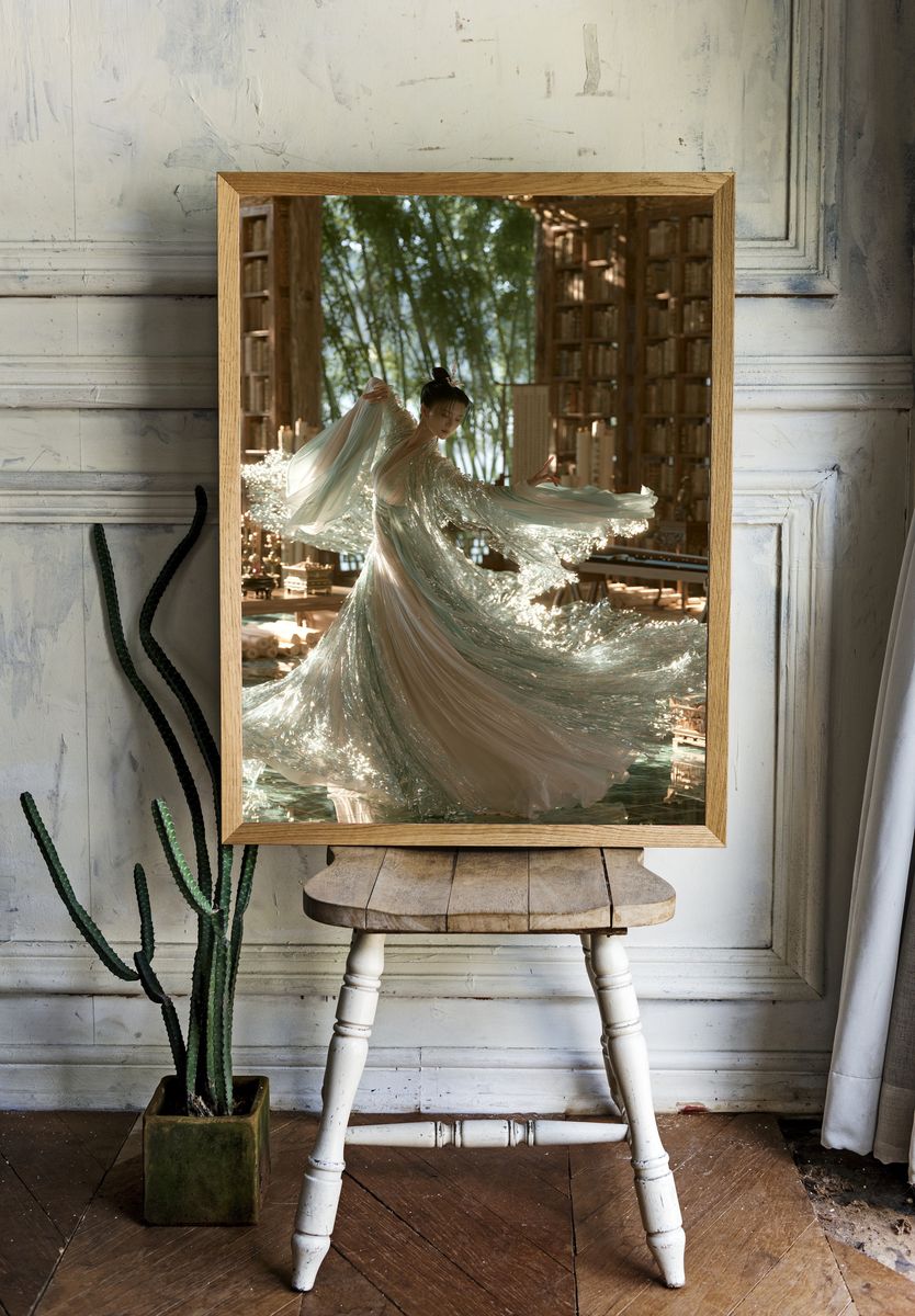 Elegant Dancer in Silk Poster. room preview