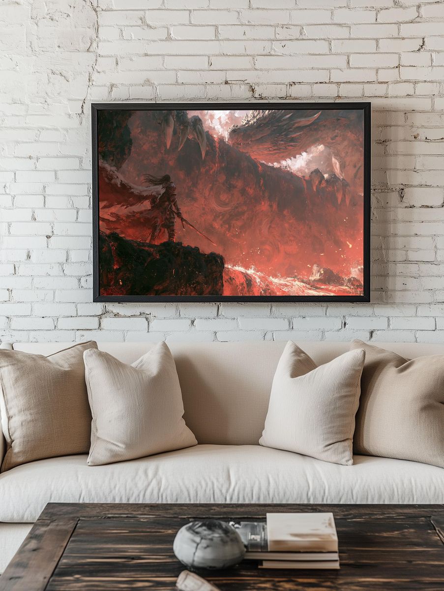 Dragon Slayer Fantasy Art Print. — room view 1