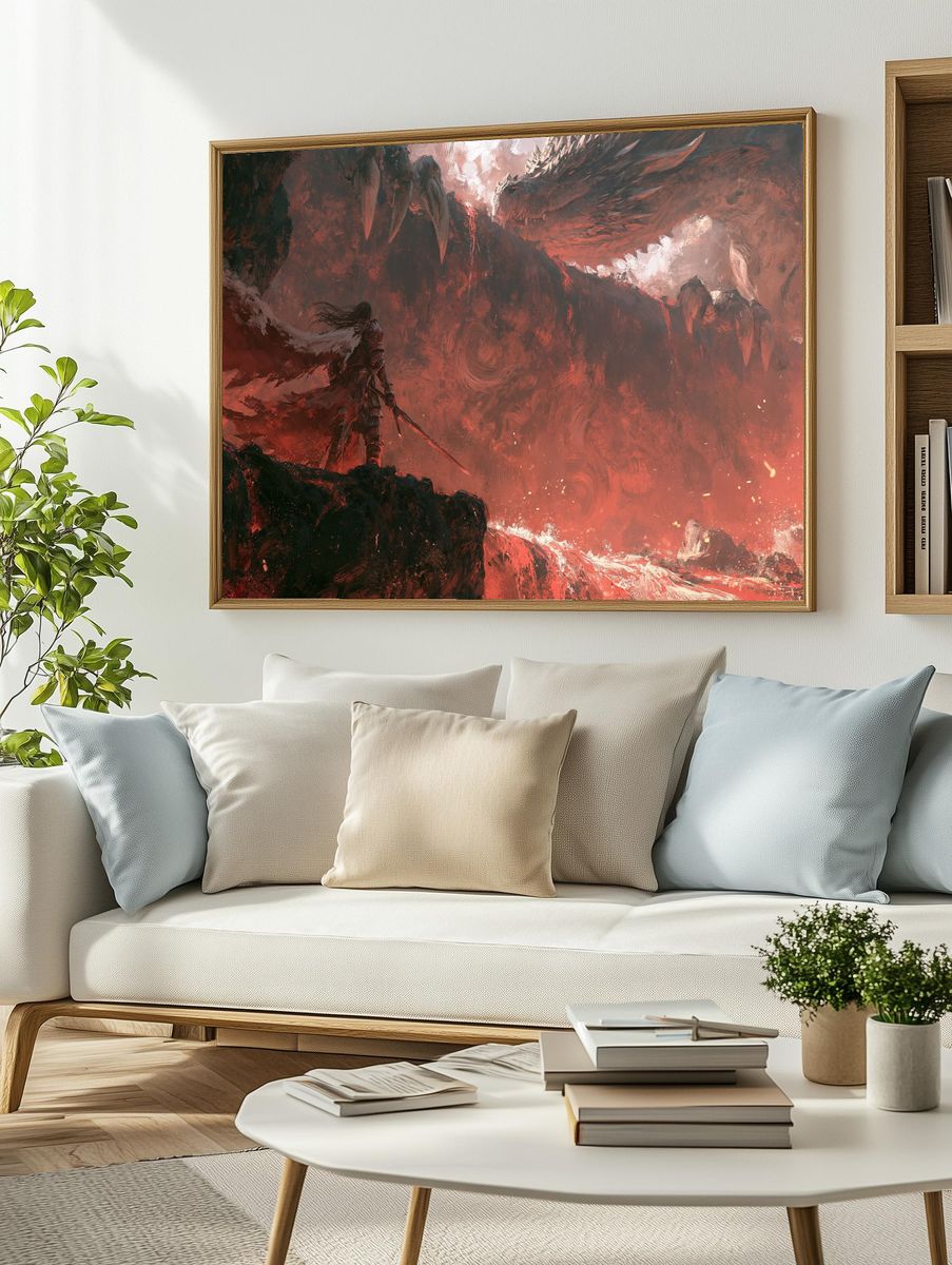 Dragon Slayer Fantasy Art Print. — room view 2
