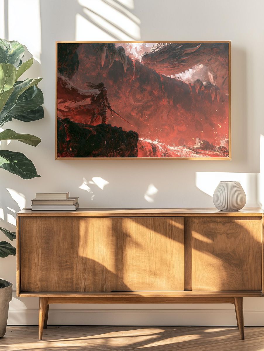 Dragon Slayer Fantasy Art Print. — room view 3