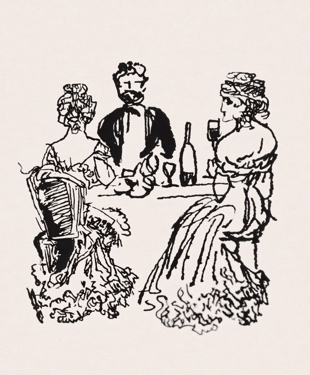 Elegant Dinner Party Sketch Print. poster — illustration art