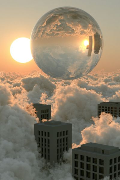 Surreal Cloud Cityscape Print. poster