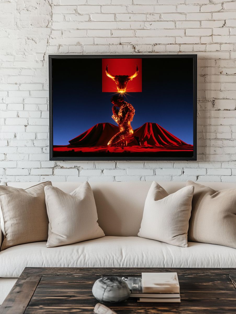 Colorful Alien Duo Illustration Poster. — room view 1