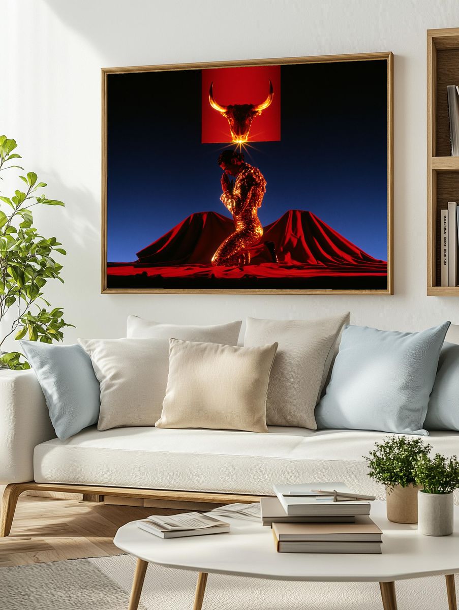 Colorful Alien Duo Illustration Poster. — room view 2